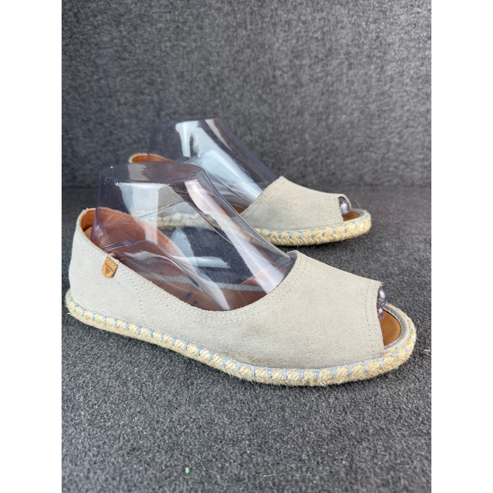 Verbenas Cruz Suede Espadrille Flats EU39|8-8.5 Taupe Peep Toe Made in Spain